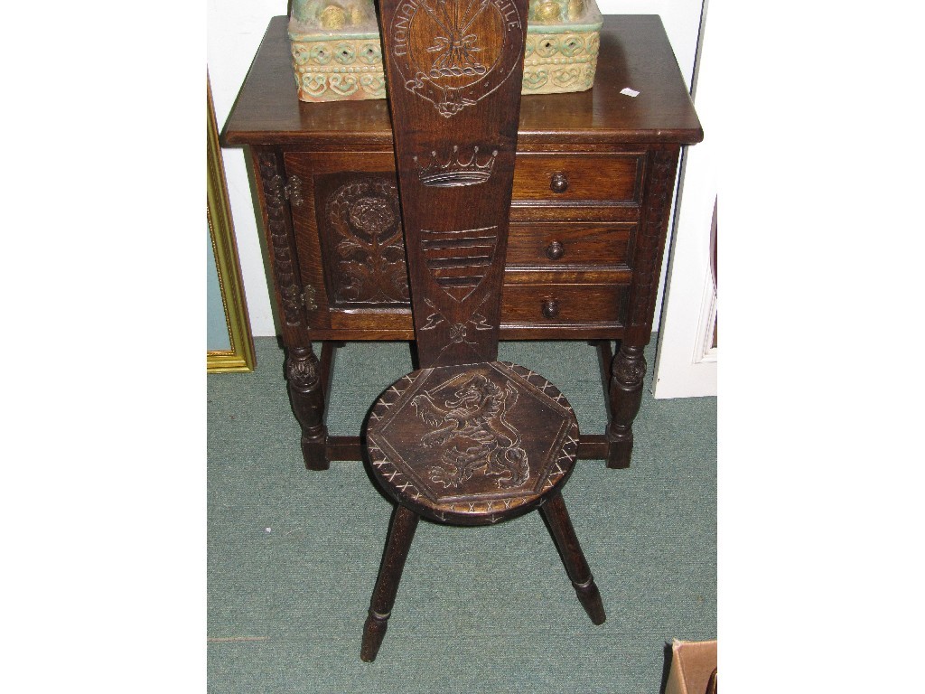 Appraisal: Oak bedside cabinet and a spinning chair