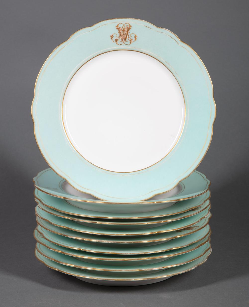 Appraisal: Ten Paris Porcelain Dinner Plates mid- th c signed Boyer