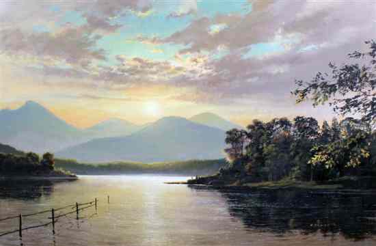 Appraisal: Gerald Davison Coulson - oil on canvas Sunset over Derwent