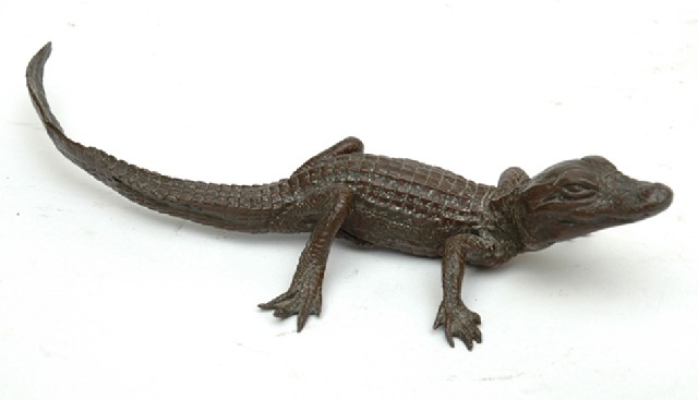 Appraisal: A BRONZE FIGURE OF A CROCODILE Length cm