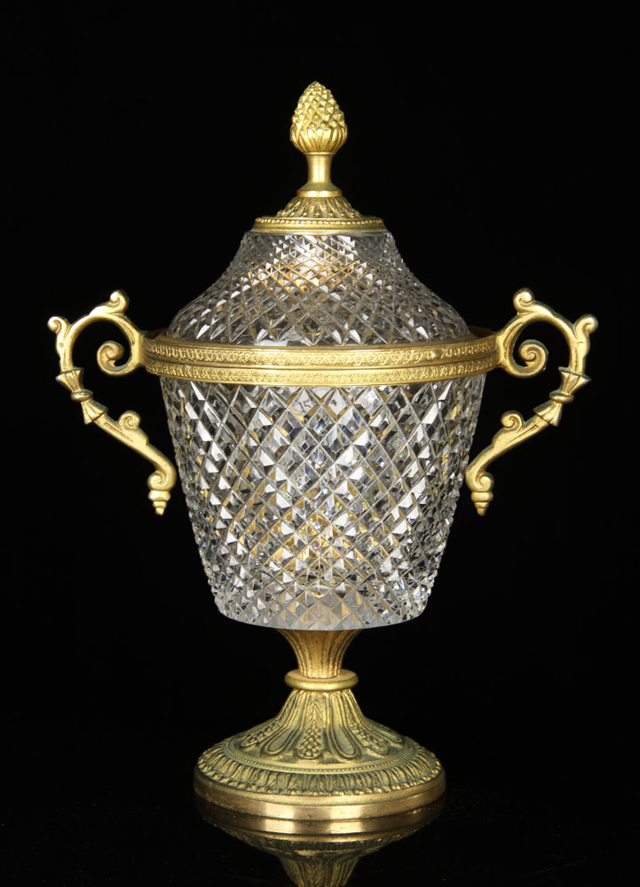 Appraisal: - French Style Bronze and Crystal Vase French style covered