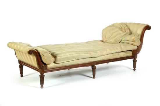 Appraisal: CHAISE LOUNGE France late th-early th century mahogany Carved scrolls