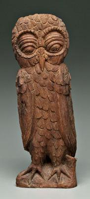 Appraisal: Carved folk art owl carved feather details quot R Jpk