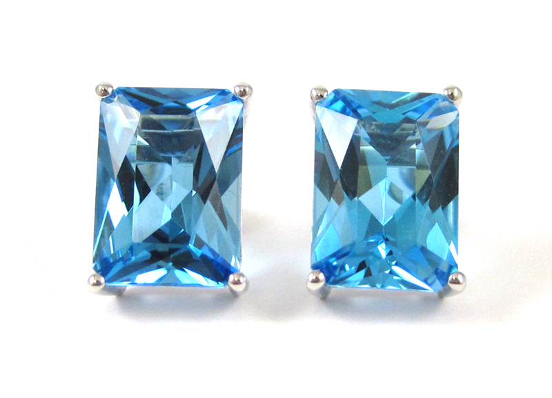 Appraisal: PAIR OF BLUE TOPAZ EAR STUDS each k white gold