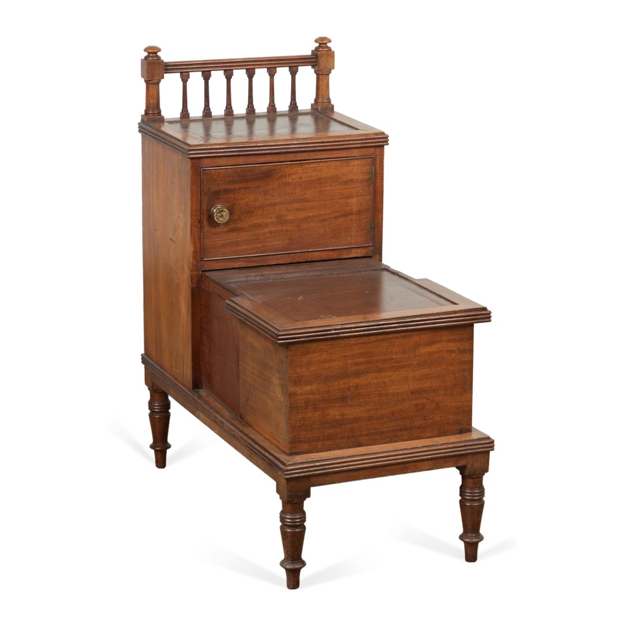 Appraisal: TH C ENGLISH GEORGIAN BEDSIDE STEP COMMODE English Georgian mahogany