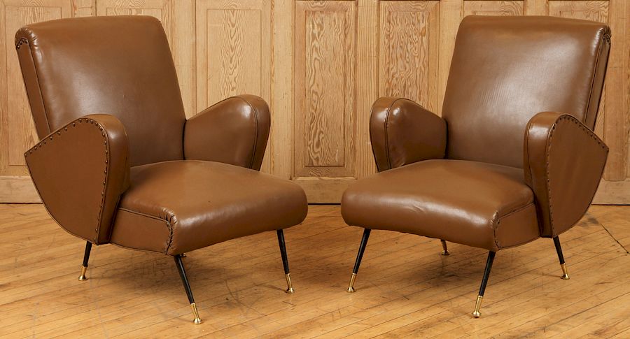 Appraisal: PAIR MID CENTURY MODERN ITALIAN CLUB CHAIRS C A pair