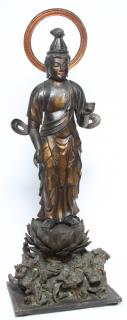 Appraisal: Japanese Gilt and Lacquer Carved Wood Kannon Bodhisattva Late th