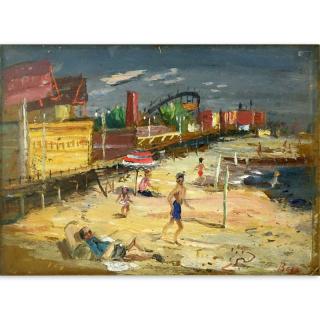 Appraisal: Louis Bosa American - Oil on board Coney Island Signed