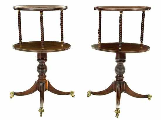 Appraisal: Pair Regency mahogany revolving dumbwaiters early th century circular top