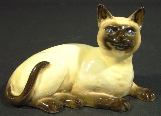 Appraisal: Beswick Siamese cat with hand painted glass decoration printed factory