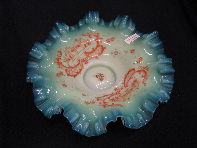 Appraisal: Victorian Art Glass Brides Bowl enameled farmhouse decor