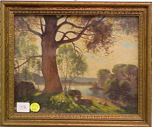 Appraisal: Bertram G Bruestle American - oil on panel landscape with