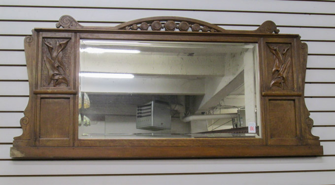 Appraisal: CARVED OAK OVERMANTEL MIRROR American or English c having a