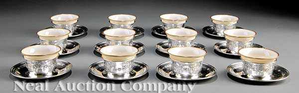 Appraisal: A Set of Twelve American Sterling Silver Ramekin Frames with