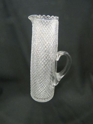 Appraisal: Cut Glass Tall Pitcher fancy overall strawberry diamond design tall