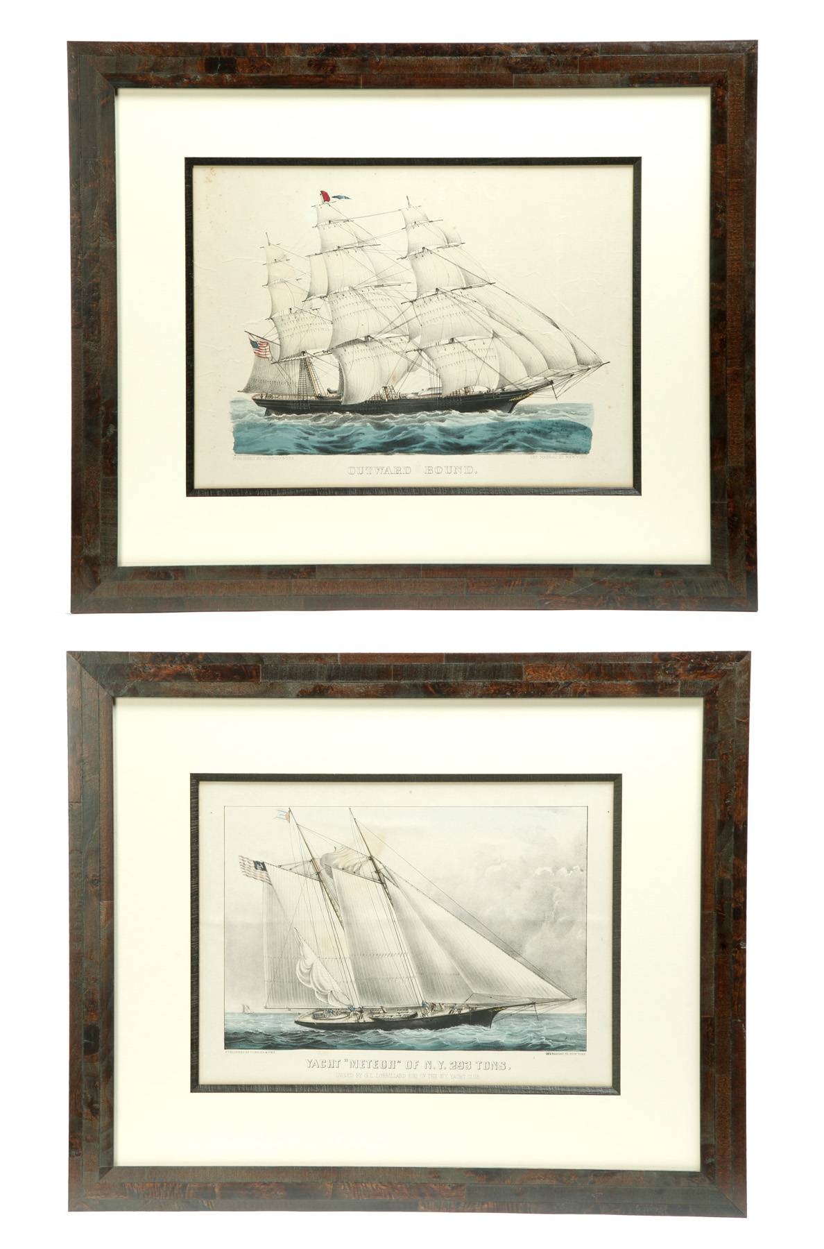 Appraisal: TWO FRAMED CURRIER AND IVES OF SAILING SHIPS American rd