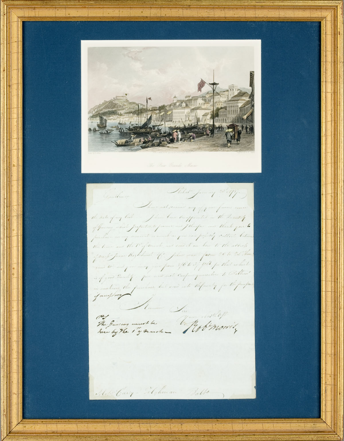 Appraisal: ROBERT MORRIS A SIGNED LETTER FOR THE TRADING VOYAGE OF