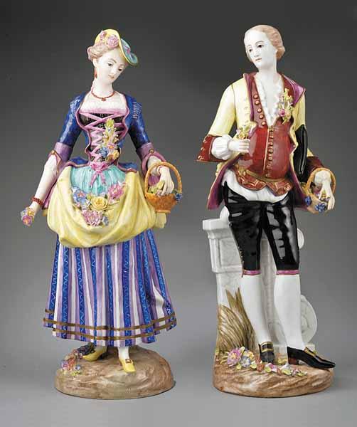 Appraisal: Two Large Meissen Polychrome Porcelain Figures in the Rococo Taste