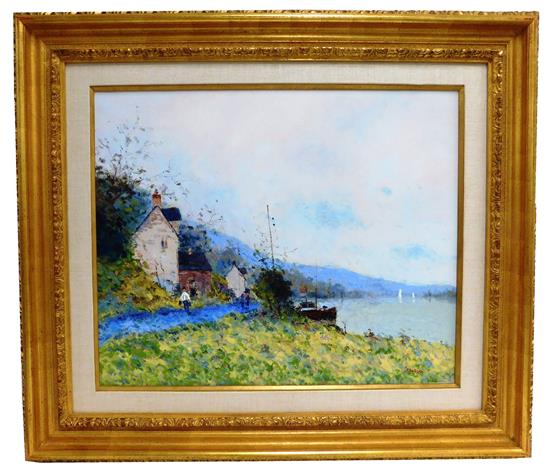 Appraisal: Jean-Pierre Dubord French b oil on canvas Chemin au Bord