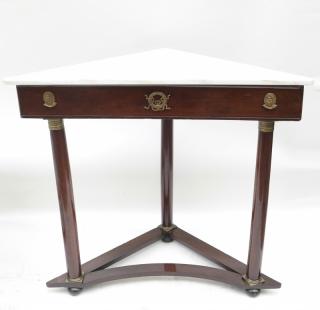 Appraisal: Empire Style Corner Table Empire style corner table with marble