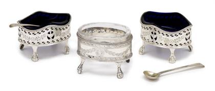 Appraisal: Pair of George III sterling silver and glass open salts