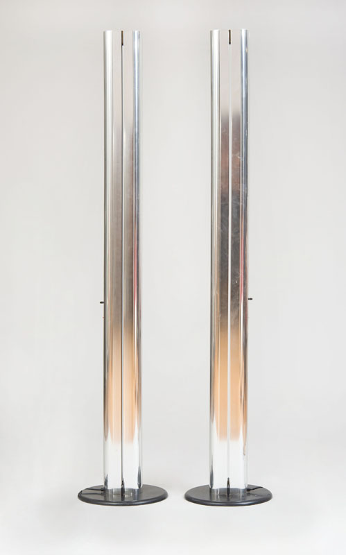 Appraisal: GIANFRANCO FRATTINI ARTEMIDE PAIR OF MEGARON FLOOR LAMP Polished aluminum