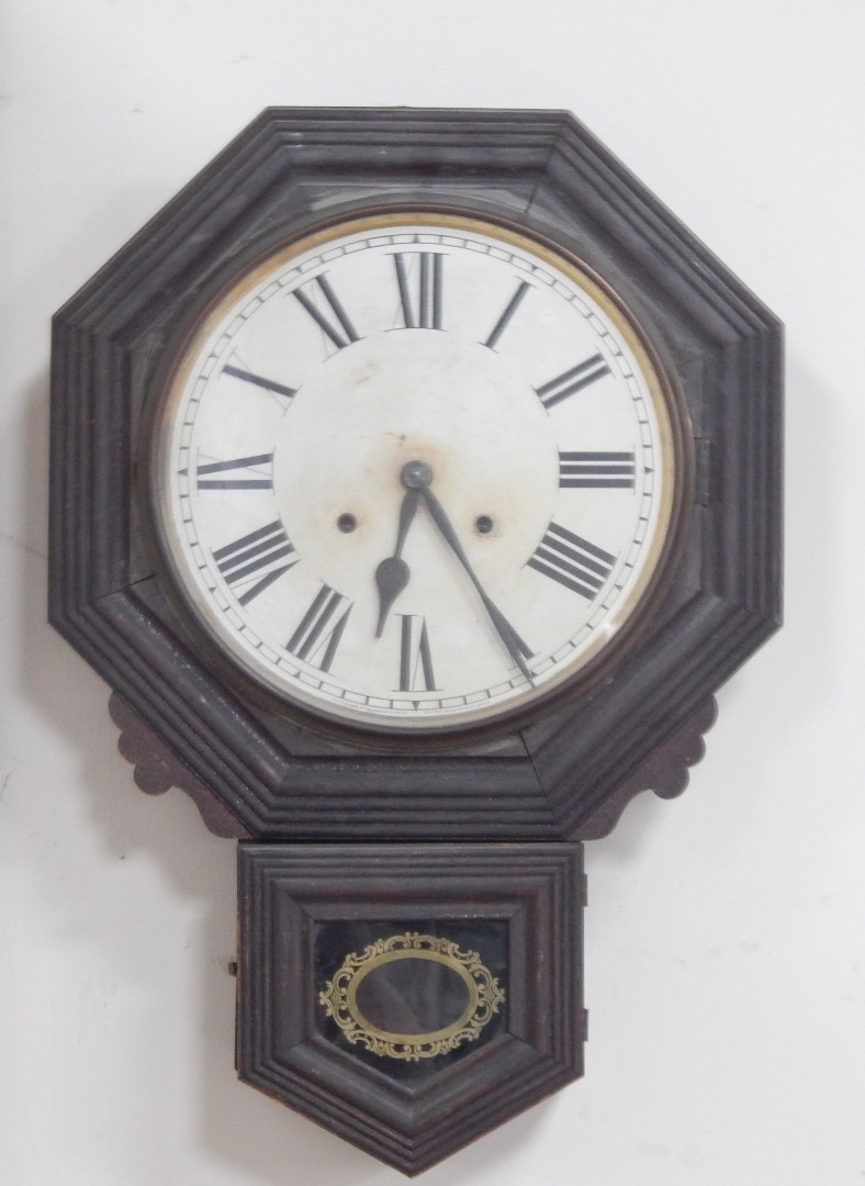 Appraisal: An Ansonia American drop dial wall clock having painted dial