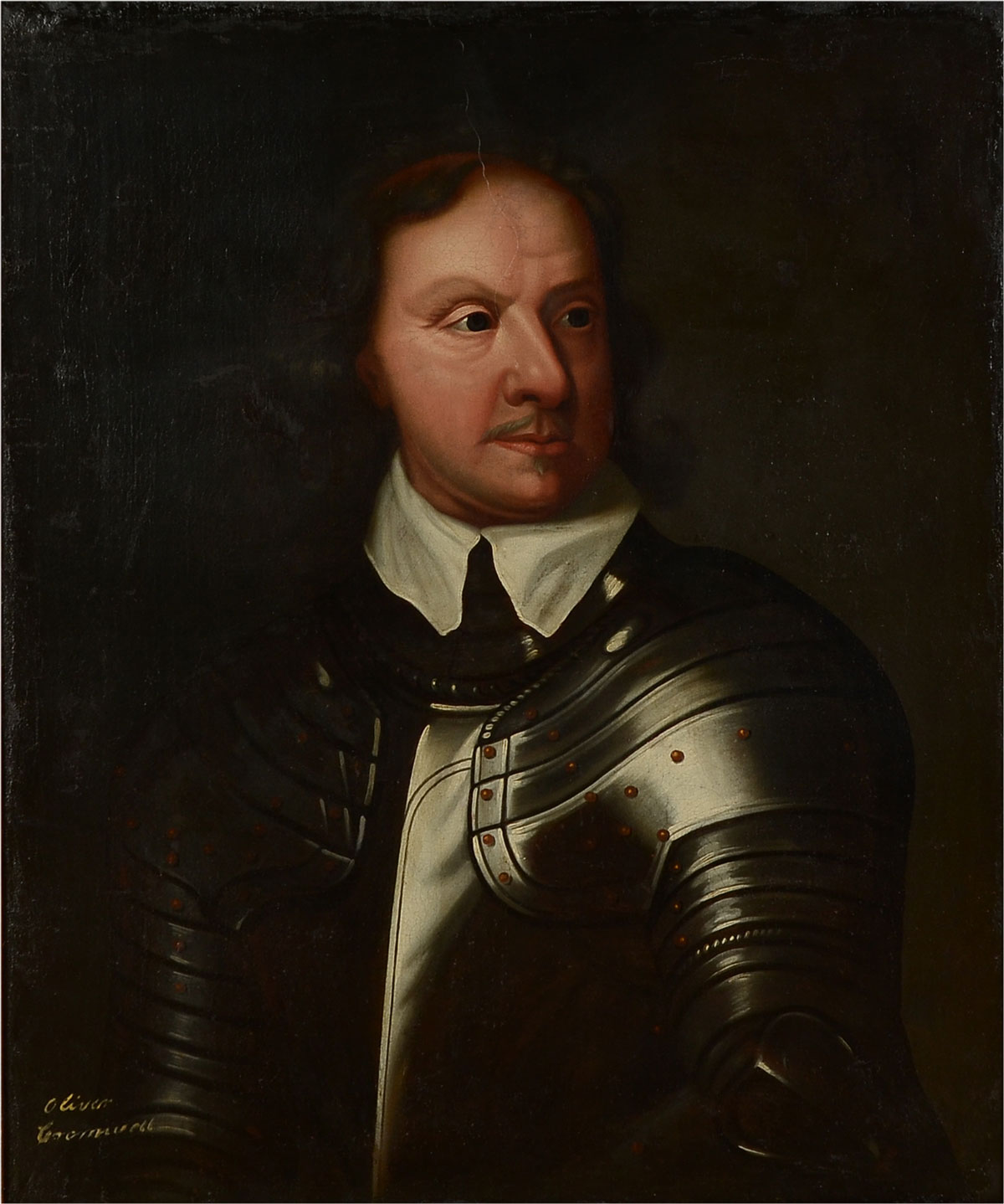 Appraisal: TH C PORTRAIT PAINTING OF OLIVER CROMWELL IN ARMOR Oil