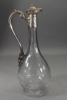 Appraisal: Antique Gorham Sterling Glass Claret Jug Antique Gorham Sterling Silver