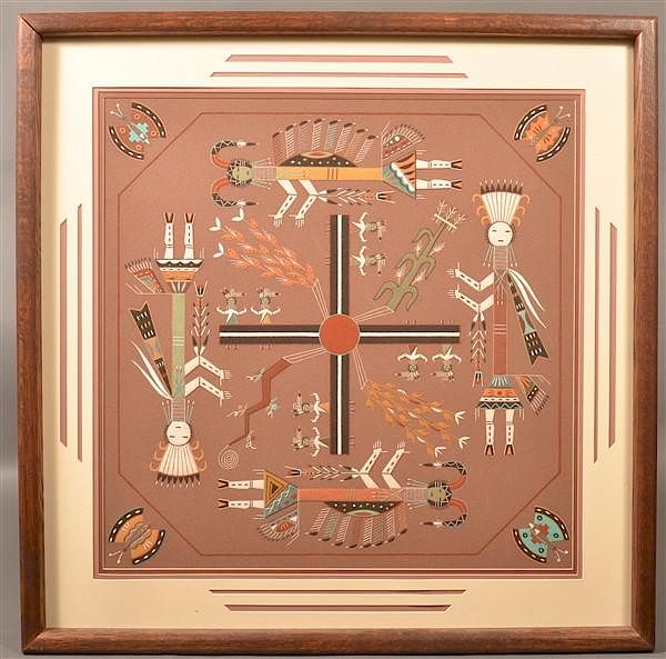 Appraisal: Navajo Ceremonial Yei Dancer Sand Painting Navajo Ceremonial Yei Dancer