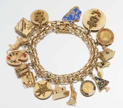 Appraisal: A Vintage Gold Charm Bracelet k yellow gold bracelet fitted