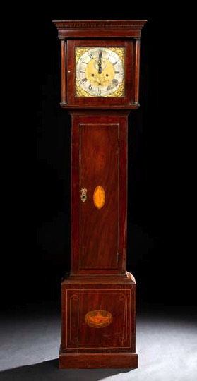 Appraisal: George III Marquetry-Inlaid Mahogany Tall Case Clock early th century