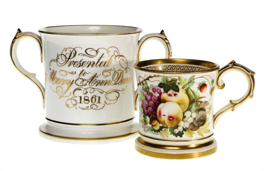 Appraisal: A DATED STAFFORDSHIRE LOVING CUP AND A COALPORT MUG the