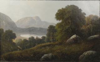 Appraisal: River Valley Landscape th Century American School ca oil on