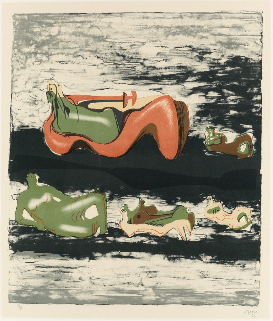 Appraisal: HENRY MOORE Group of Reclining Figures Color lithograph x mm