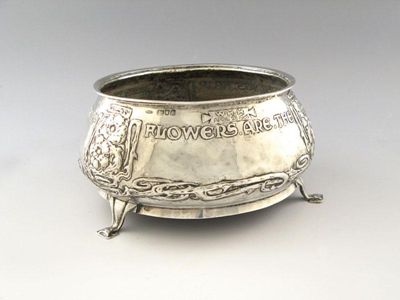 Appraisal: An Edwardian silver Arts and Crafts rose bowl of tapering