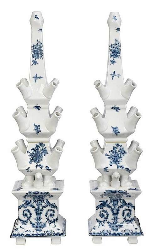 Appraisal: Pair of Modern Blue and White Tulipieres possibly Chinese th