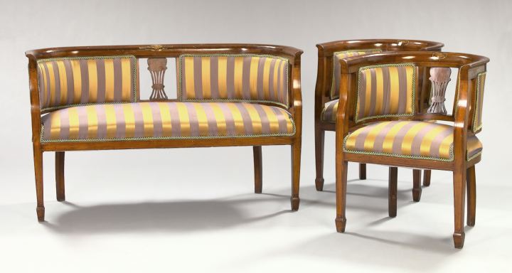 Appraisal: Three-Piece Mahogany Parlor Suite mid- th century in the neoclassical