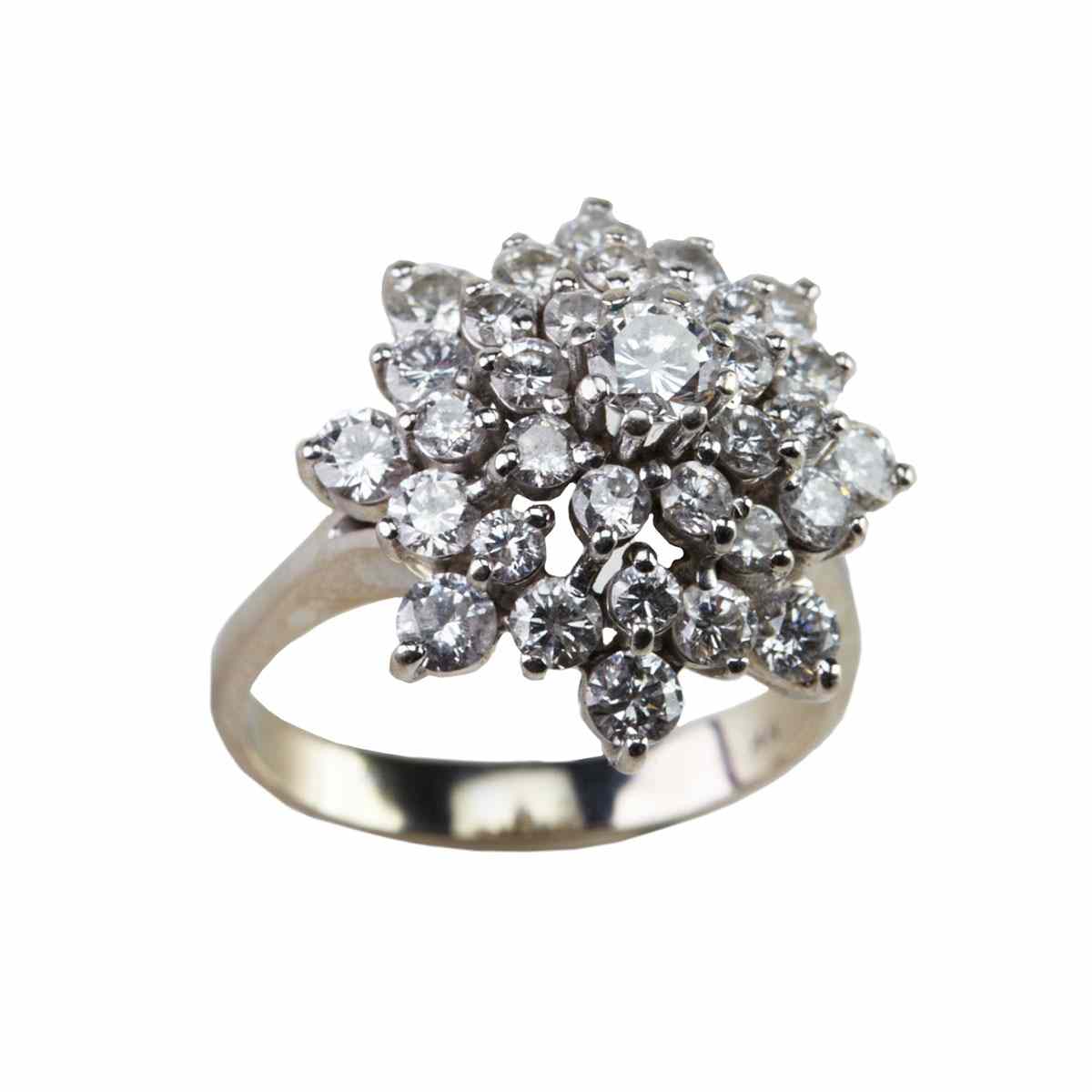 Appraisal: k White Gold Cluster Ring set with brilliant cut diamonds