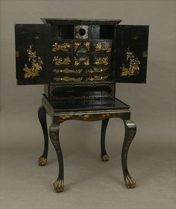 Appraisal: Chinese Export Black Lacquer Secretary Cabinet