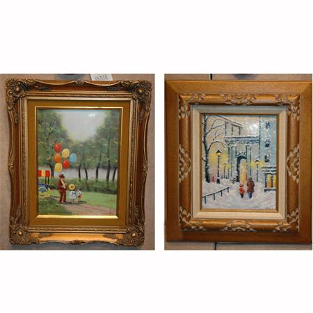 Appraisal: Two Framed Enamel Pictures Estimate -