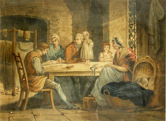 Appraisal: th century English School interior scene unsigned h w in