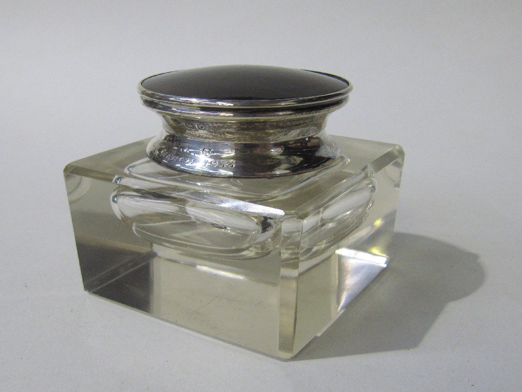 Appraisal: Silver and tortoiseshell topped inkwell Birmingham