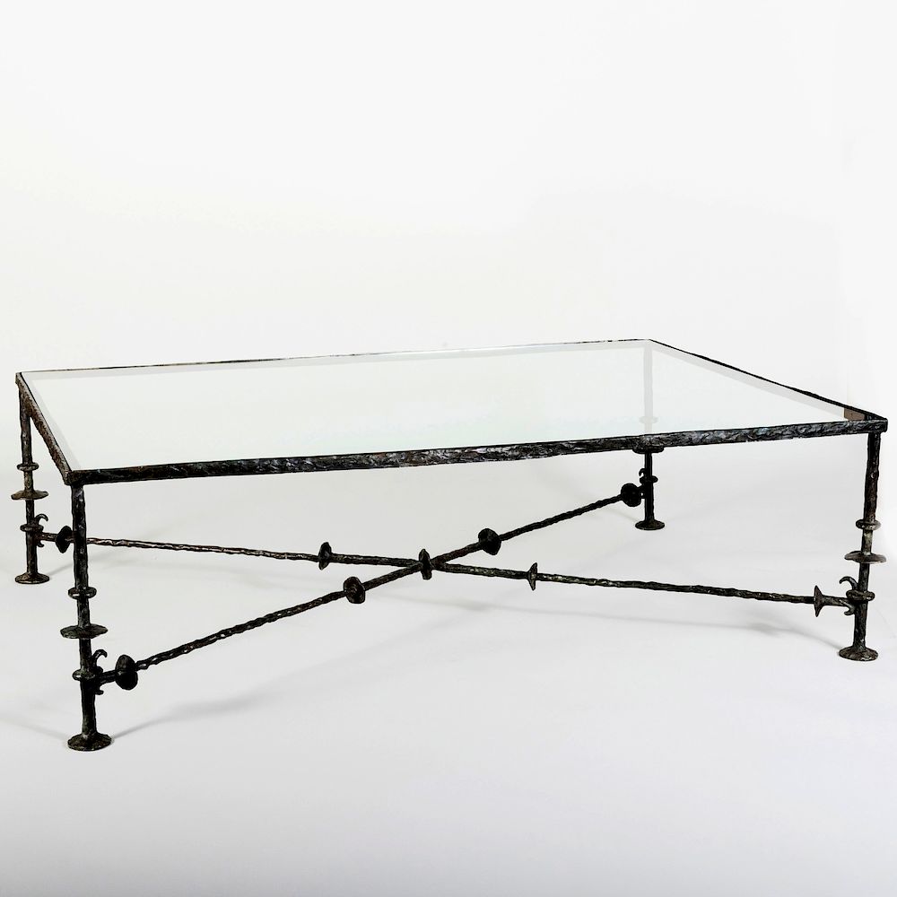 Appraisal: Modern Bronze and Glass Low Table in the Manner of