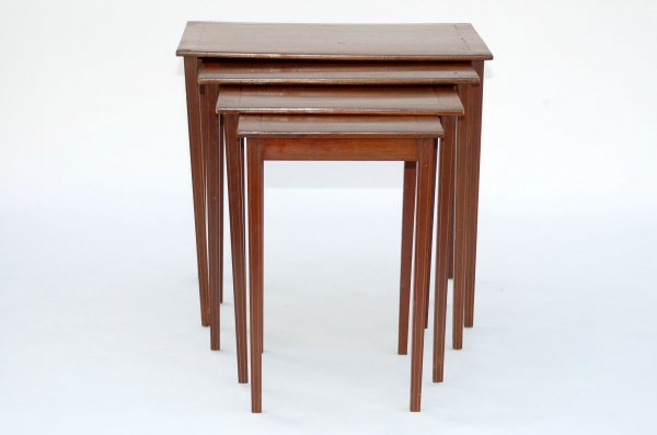 Appraisal: Set of four nesting tables Mahogany Banded and inlaid top