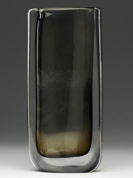 Appraisal: ORREFORS Sommerso vase in smokey topaz and clear glass Etched