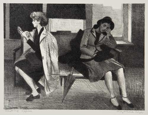 Appraisal: RAPHAEL SOYER Casting Office Lithograph x mm x inches full