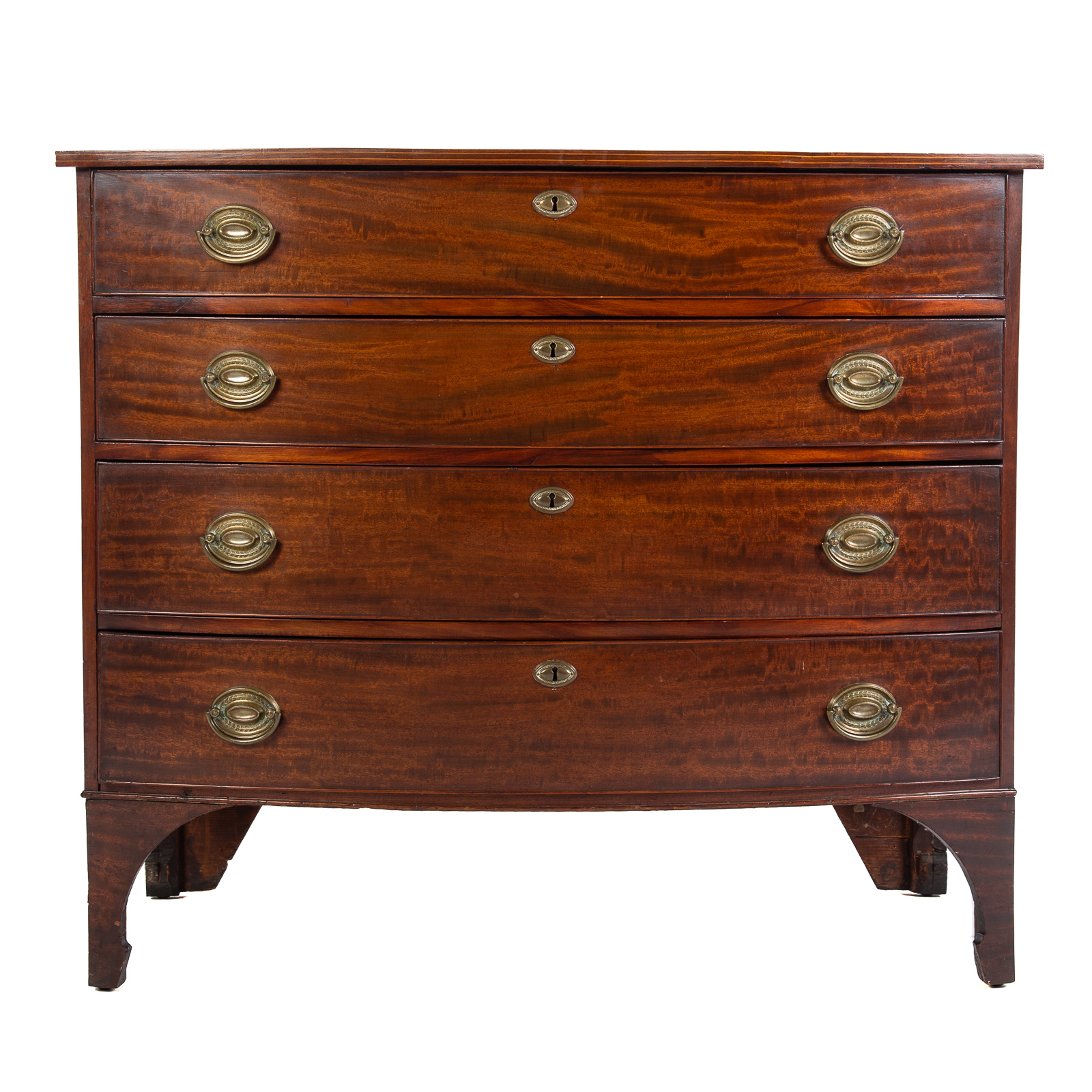 Appraisal: FEDERAL MAHOGANY BOWFRONT CHEST Circa - New Hampshire With string