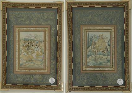 Appraisal: Two Indian Prints in Inlaid Frames in to in x