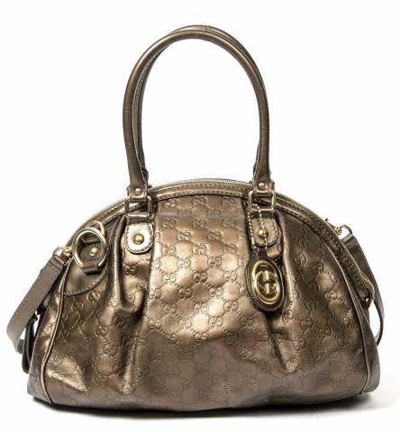 Appraisal: Gucci Sukey Boston bag in bronze metallic Guccisima Signature leather